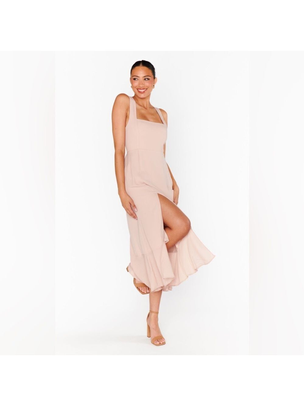Show Me Your Mumu: Claire Midi Dress in , Luxe Satin, and Crisp - Picture 6 of 8